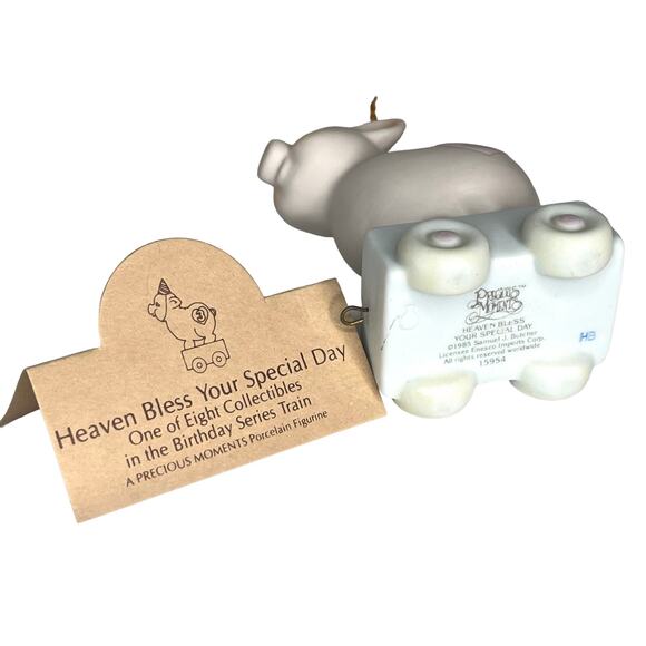 Precious Moments BIRTHDAY TRAIN 3 Yrs Old Porcelain PIG Figurine Enesco Box Tags - Picture 3 of 6